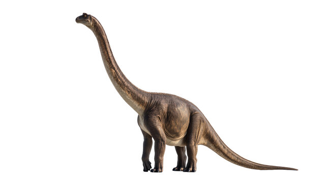 Brown Brachiosaurus isolated on transparent background, ancient life