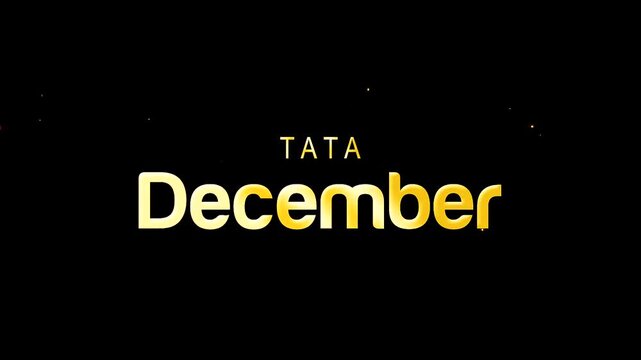 Golden letters Tata December black background with small yellow dots