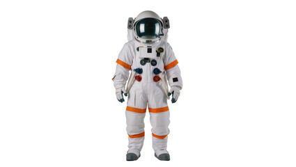 White orange spacesuit astronaut, isolated on transparent background © Roxana