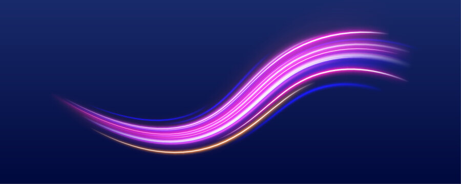 Neon lines flow continuously forming abstract waves. Smooth gradients enhance modern look.