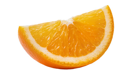 Sweet ripe orange fruit slice showing textured peel and juicy flesh, isolated on transparent background for healthy snacks
