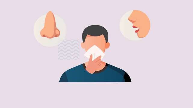 Key Symptoms of Allergic rhinitis also known as  hay fever  - Stock Animated Illustration as MP4 File