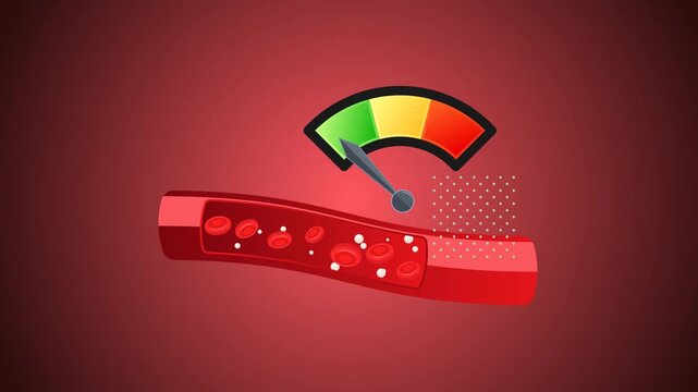 Red Blood Cell - Glucose Level - Hyperglycemia - Normal - hypoglycemia,  - Animated Stock Illustration as MP4 File