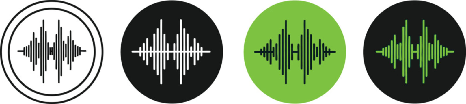 Sound wave icons in different colors and styles