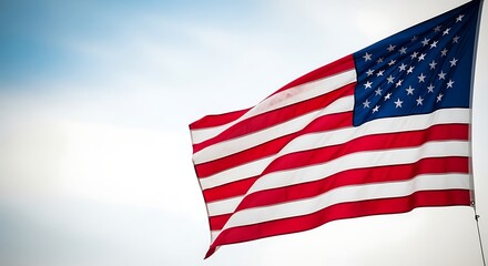 Obraz premium Honoring heroes a patriotic american flag waving in remembrance of memorial day and fallen soldiers