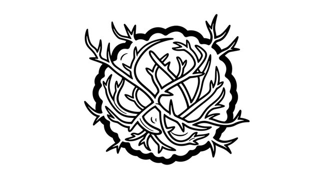 A vector illustration of intertwined thorns in a circular design