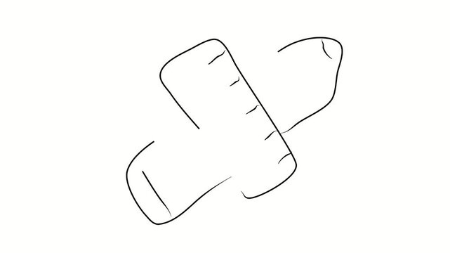 Pencil, ruler, drawing, study, work. Contour drawing, silhouett animation. Continuous line. Isolated on white. Video 4k object illustration self-drawing. Object construction. Minimalist continuous lin