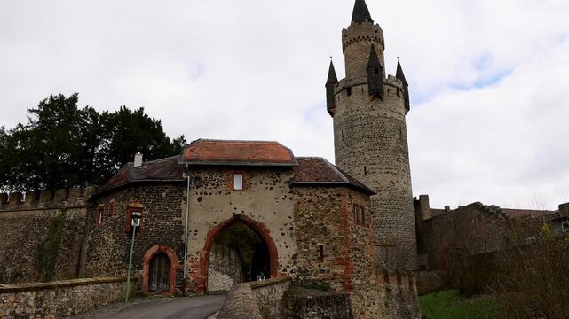 the historic german cityscape of friedberg 4k 50fps video