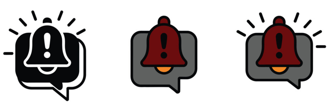 Notify Icon Multiple Style, Multi-Style Notification Icons, Alert Symbol Pack, Reminder Illustration, Communication Graphic