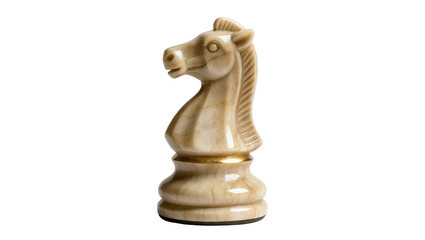 Beige chess knight piece with golden band, isolated on transparent background © Alexander