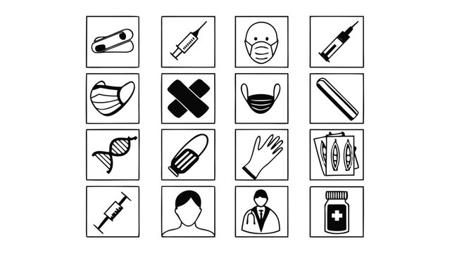Flat Icon Set, Medical and Healthcare Icons Sheet, Minimal 2d Flat Vector Set for Doctor, Hospital, and Health Services