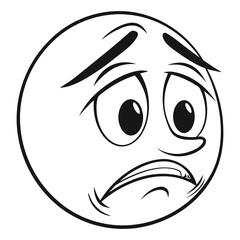 Obraz premium Sad face emoji with frowning mouth and raised eyebrows