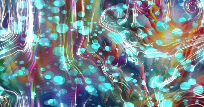 Patterns and colors move and change shape in a lively display. The animation shows beautiful designs that transform frequently