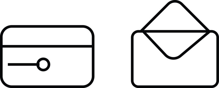 Simple black and white line drawing of a locked box and an open envelope