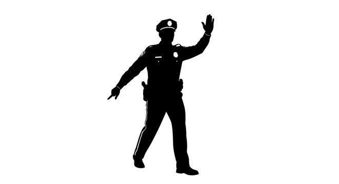 1 may, may day, Labor day icons representing international workers, silhouette of a police officer directing traffic with hand, vector