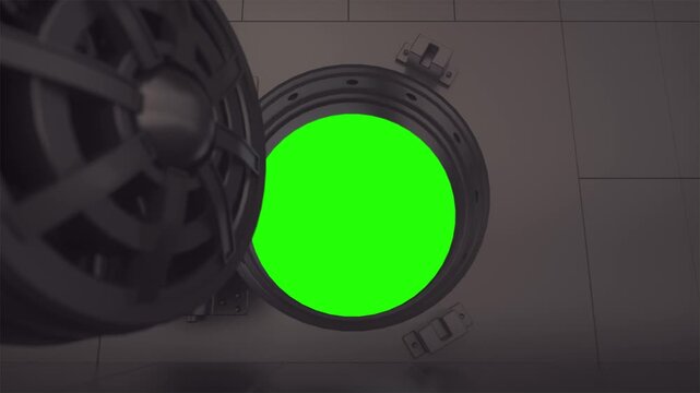 Dark Metallic Vault Door Reveal With Zoom In and Chroma Key