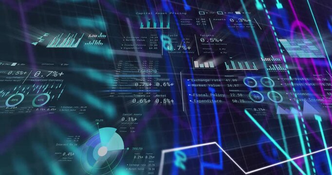 Bright cyan beam sweeping, data surface shifting panels and updating values, showing quick insight