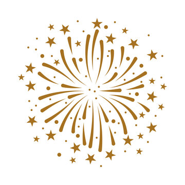 Firework illustration. Vector gold firework on white background. Firework Explosion