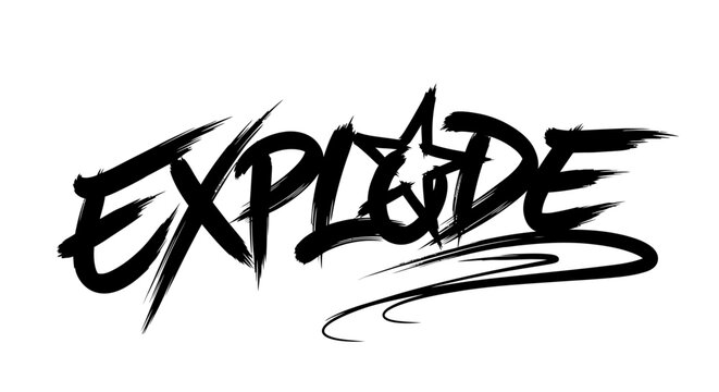 Explode Graffiti Word Art - Black Brush Stroke Typography