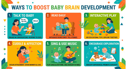 Fototapeta premium Six ways to boost baby brain development through interaction and engagement