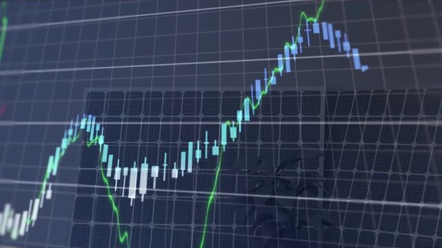 Left overlay appearing, charts animating over solar panel and plant, showing investment performance