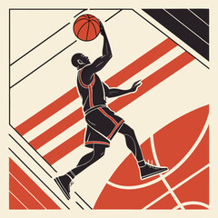 Basketball player dunking vintage style graphic © Khodeza