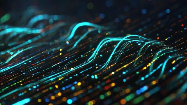 Digital Flow Visualization: A captivating digital display of luminous lines weaves a visual symphony of information flow.