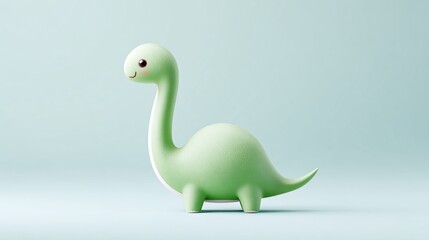 Fototapeta premium 3D cartoon dinosaur model with long neck and cheerful expression
