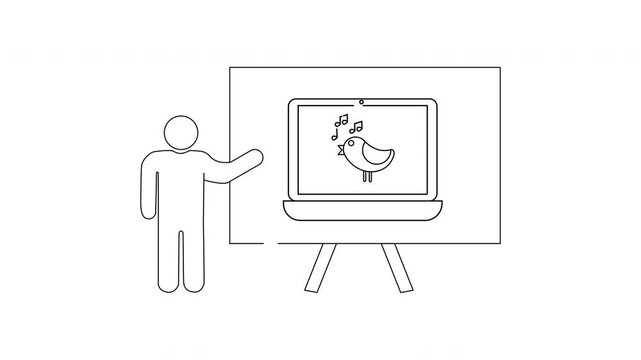 Presentation of Bird Song on Laptop - Outline Icon.