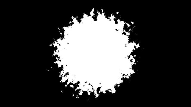 Spraying black paint on a white background, watercolor ink leak drops transition paint, 4K Animation video, Black ink stain spreading in water, Ink Drops Transition on Black Background. 4k video