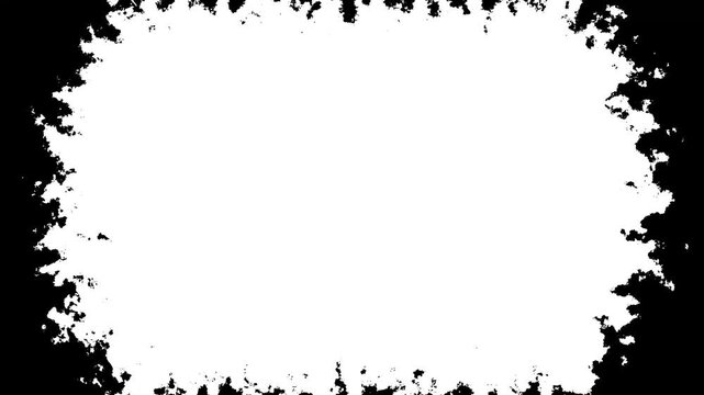 White ink diffusing into black water, Black ink style transitions mattes, ink transition splatter blot spreading from the center to edges, Ink Drops Transition on Black Background. 4k video