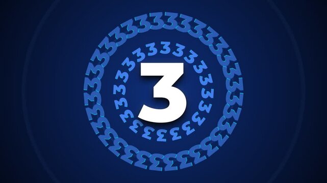 Number Three Surrounded By Rotating Numeral Circle