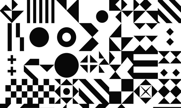 Black and white geometric pattern with numbers and symbols for modern business and tech design