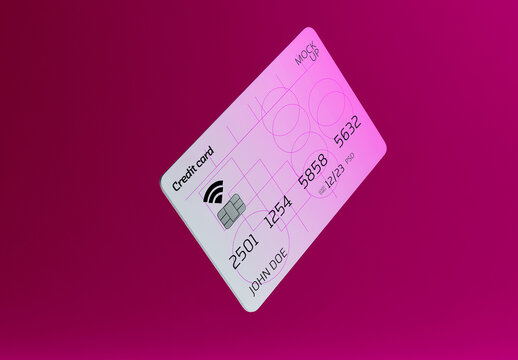 Floating Contactless Credit Card on Solid Background