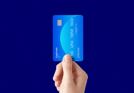 Hand holding a Credit Card Mockup