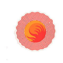 Fototapeta premium Abstract sun with wavy pattern, vibrant red and orange colors creating a dynamic and eye-catching design.