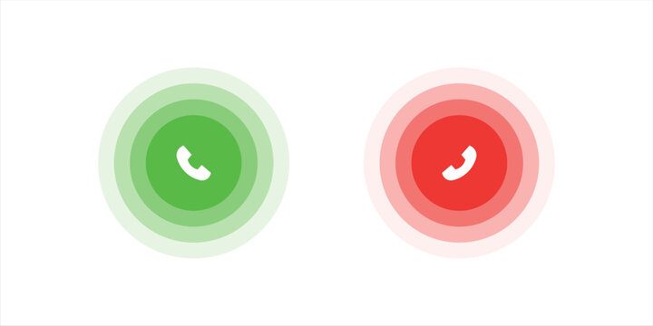 Answer and decline phone call buttons. Phone call. Telephone sign. Accept call and decline phone icons. vector
