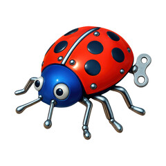Fototapeta premium PNG Whimsical wind-up ladybug illustration.
