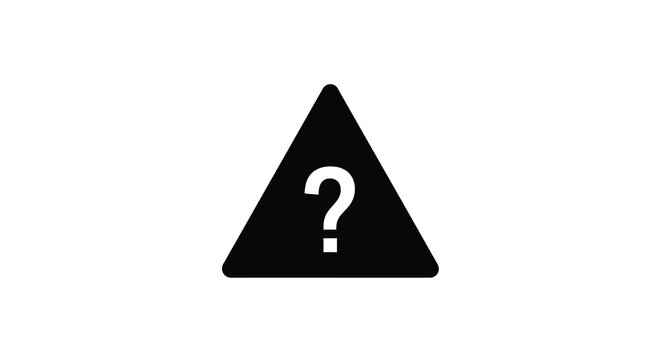 A black triangle contains a white question mark representing uncertainty warning or an unknown issue high quality professional detailed modern elegant