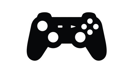 A minimalist black silhouette depicts a modern video game controller with standard button and joystick layouts high quality professional detailed elegant © Nupur02