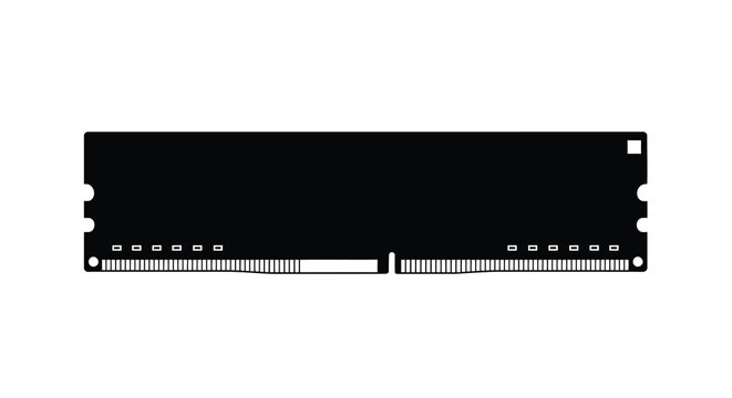 A simple black and white silhouette depicting a computer ram module a crucial component for data access high quality professional detailed