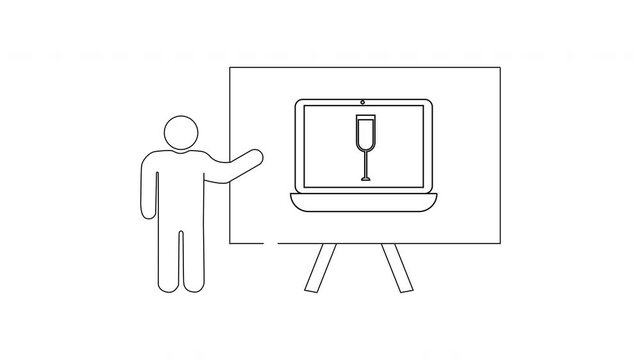 Presentation on Wine Glass - A Simple Line Drawing Illustration.