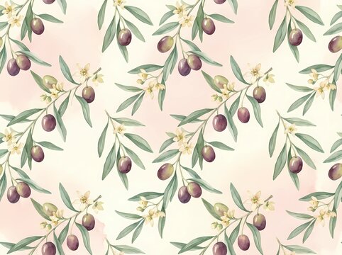 seamless pattern with olive branch