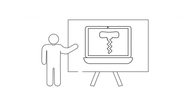 Wine Presentation - A Single Line Drawing Explaining Wine Tools.