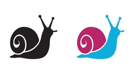 Set of colorful snail silhouette icons isolated on a white background, minimalist vector icons, spiral shell and antennae icons for wildlife projects  © Nazmul