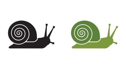 Set of colorful snail silhouette icons isolated on a white background, minimalist vector icons, spiral shell and antennae icons for wildlife projects  © Nazmul
