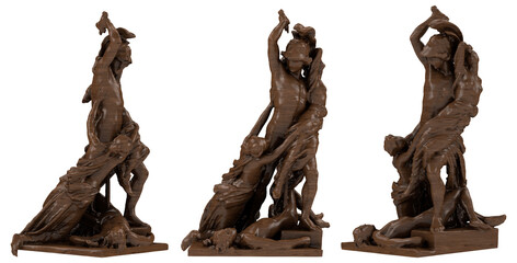 Abduction of Polyxena sculpture 1855 isolated on transparent background, classical mythological statue PNG