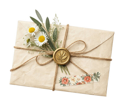 PNG Rustic floral envelope gift
