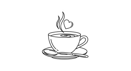 Obraz premium Steaming hot coffee cup with heart.
