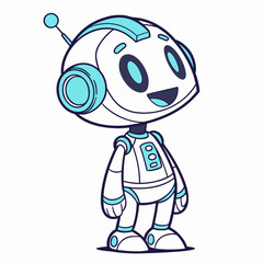 Fototapeta premium A cartoon robot with headphones on its head